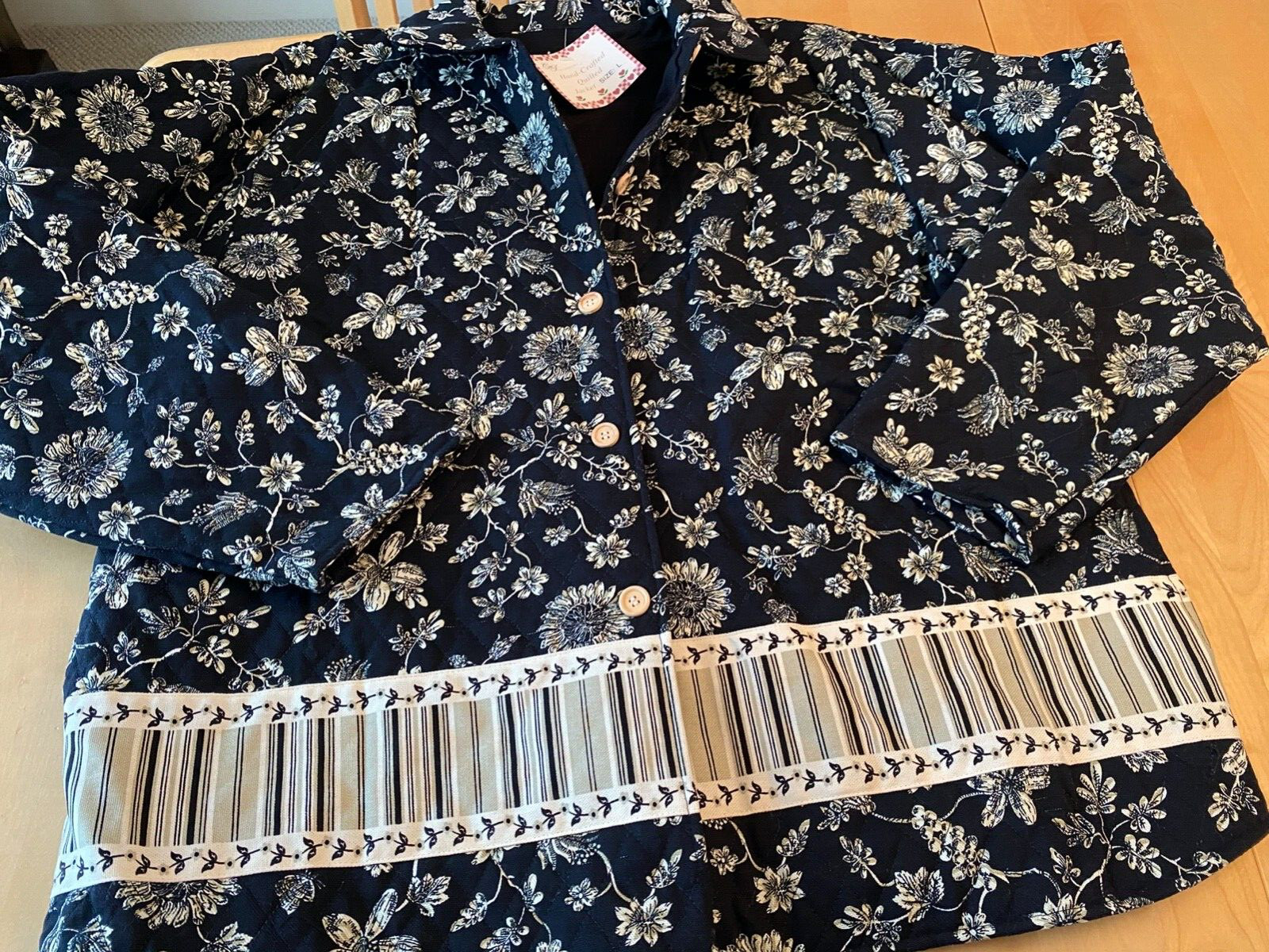 NWT C & F ENTERPRISES JACKET BLACK SZ L  HAND CRAFTED QUILTED COTTAGECORE 