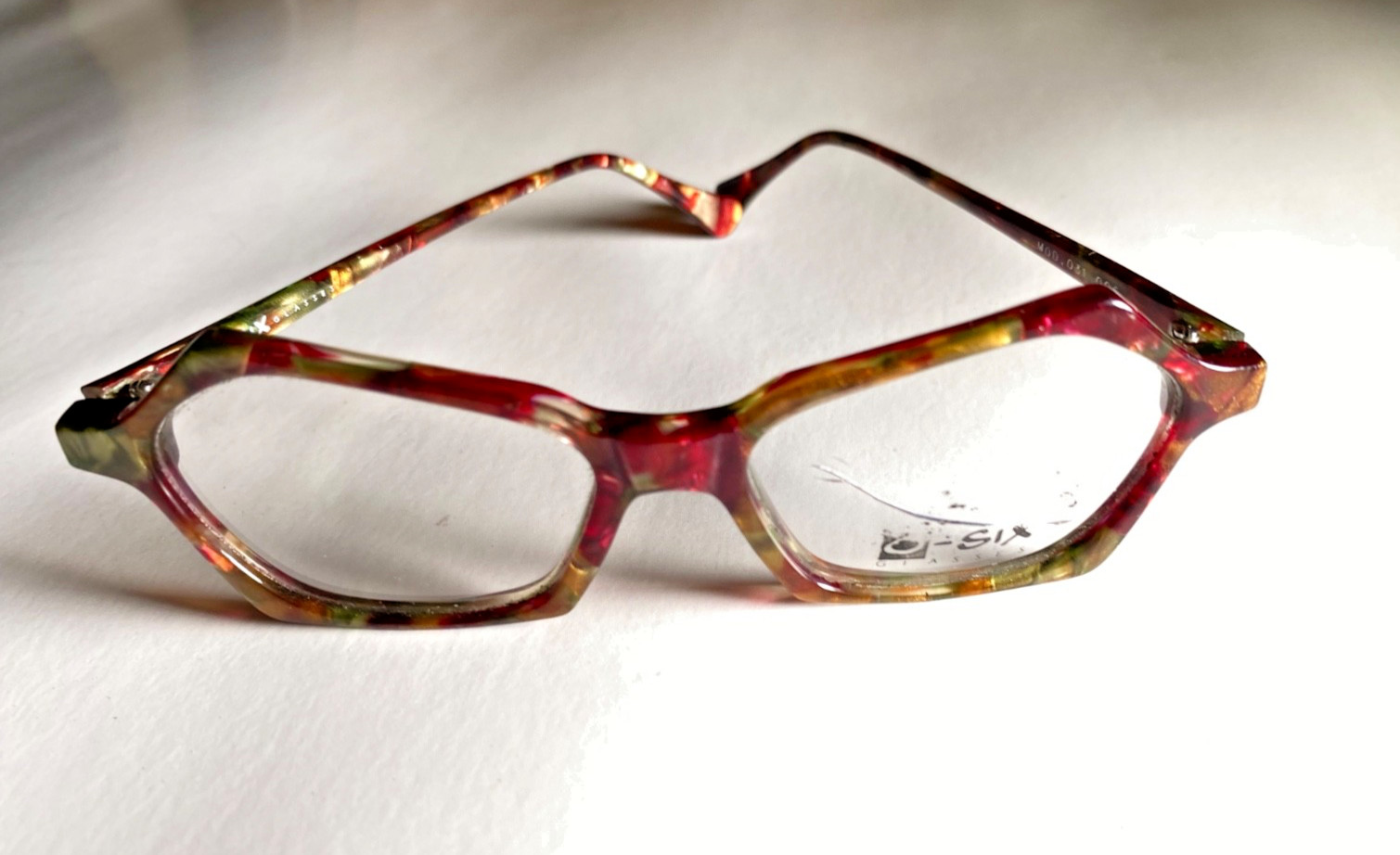 Preloved Women\'s 90s Green Brown Tortoise Hexagonal Glasses Frames Only O-SIX