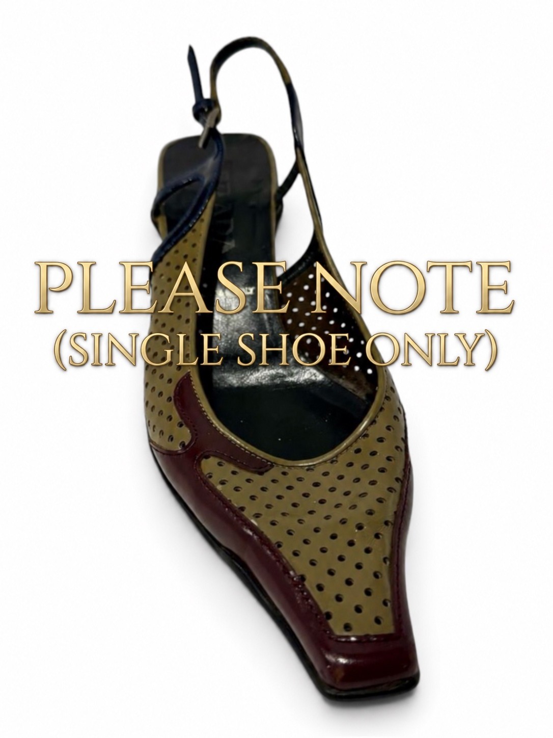 Vintage Prada Y2K Perforated Leather Slingback Kitten Heel 38.5 SINGLE SHOE