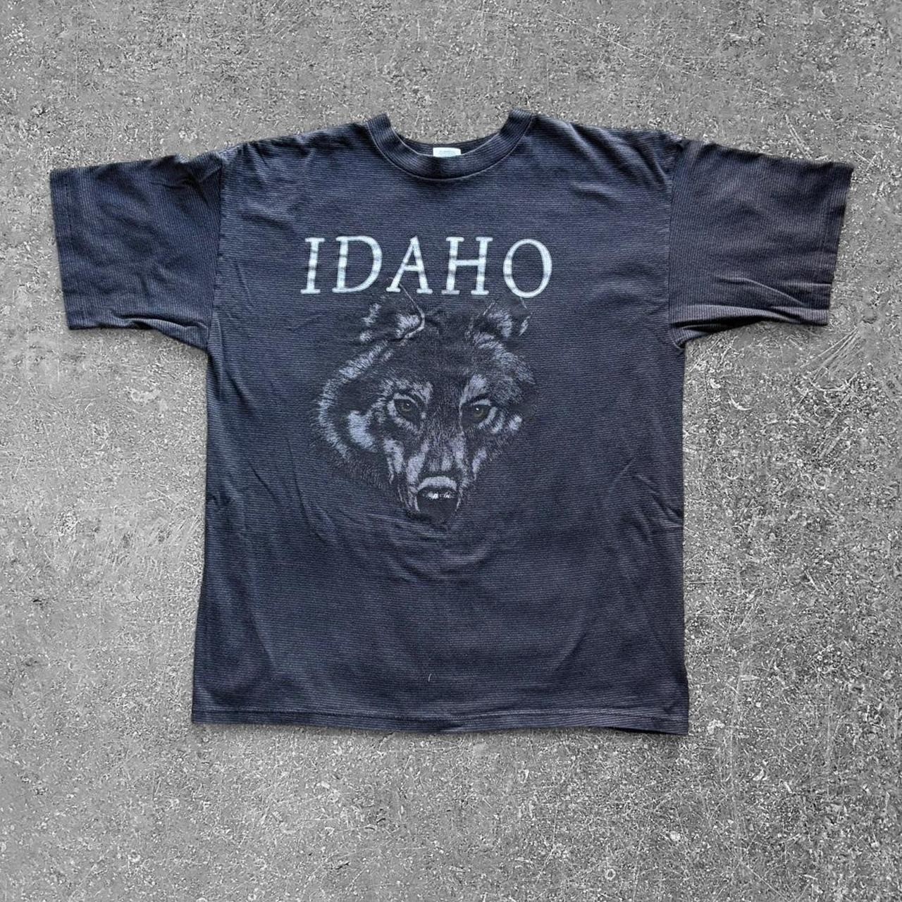 Vintage Miller Idaho Wolf Graphic T-Shirt Made in USA Black XL
