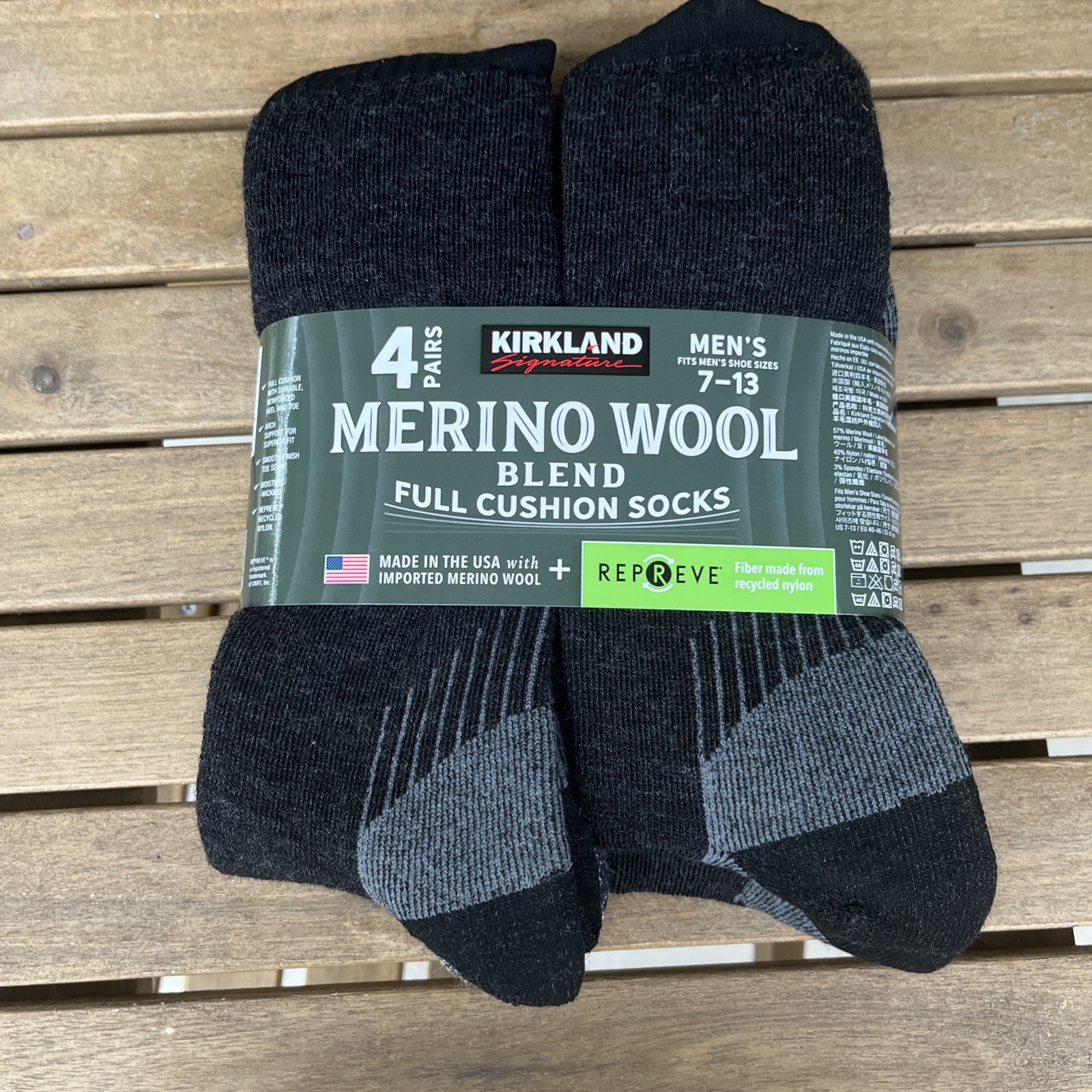 Men\'s Kirkland Merino Wool Sock, 4 Pair