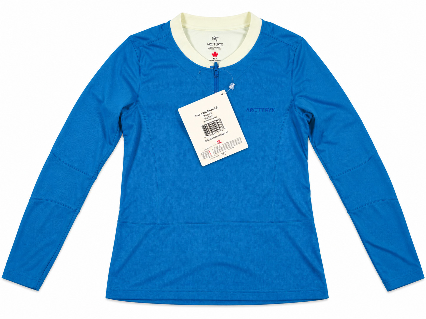 Arc\'teryx Cairn Zip Neck LS Women\'s Medium Brilliant Blue Made in Canada NWT