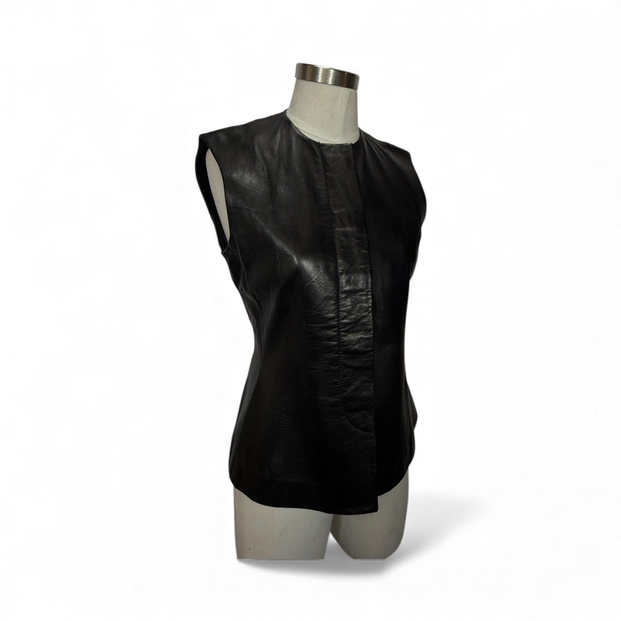 Vtg Donna Karan Signature Italian Lambskin Button Sleeveless Vest Top 4 $1200