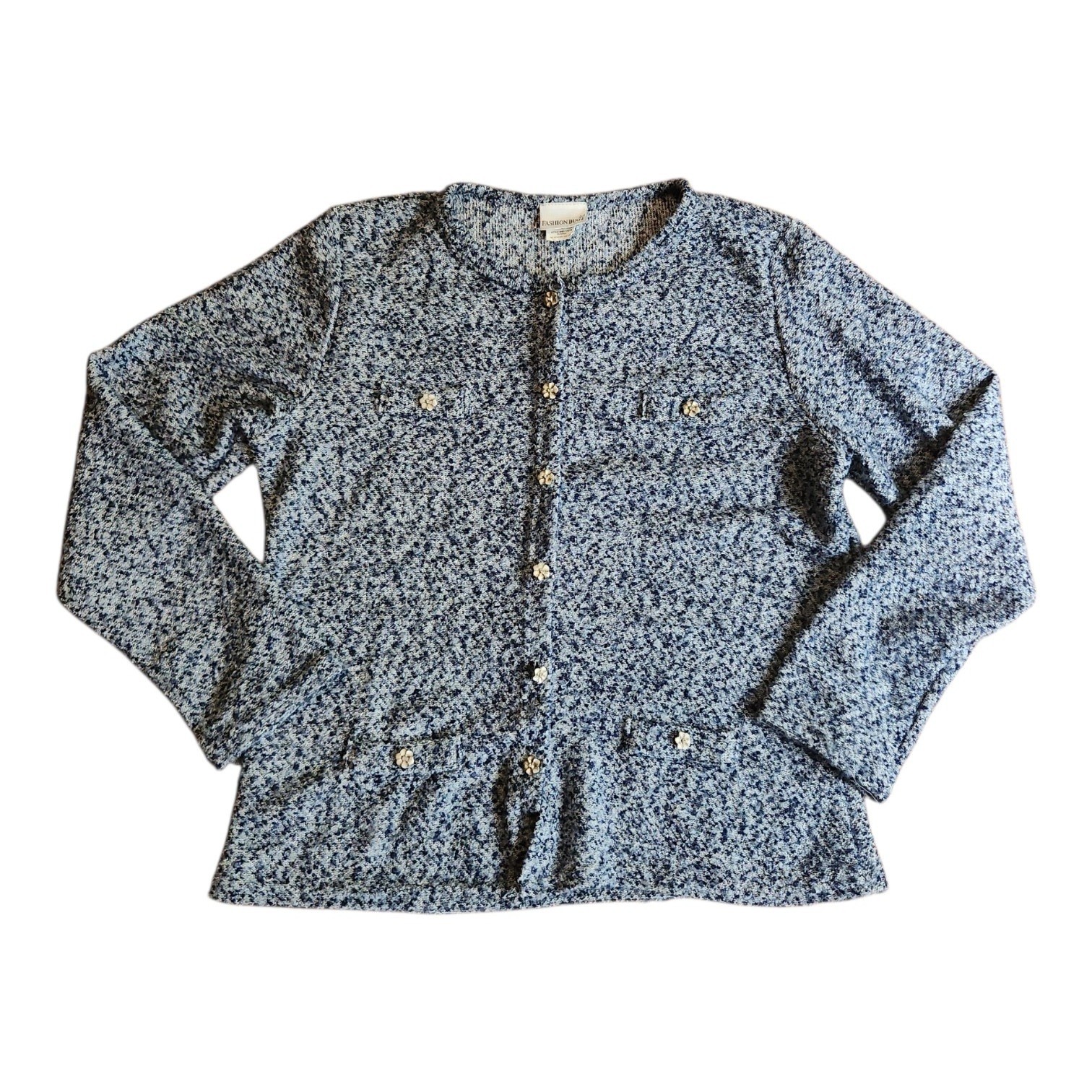 Vintage Y2K Fashion Bug Flower Button Cardigan Sweater Size XL Preppy Casual 