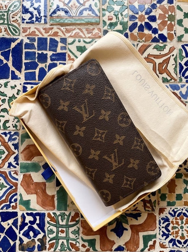 Louis Vuitton Monogram Porte feiulle Brazza Long Wallet Purse Brown^