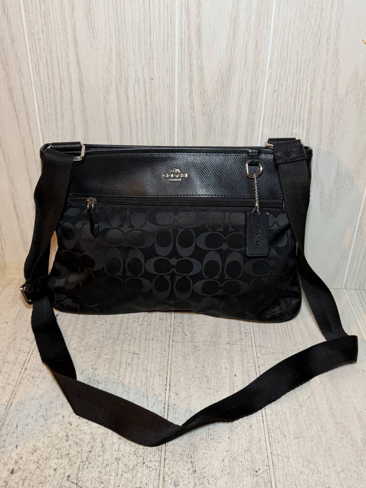Gently Loved Certified Authentic Small Black Coach Nylon Messenger Handbag