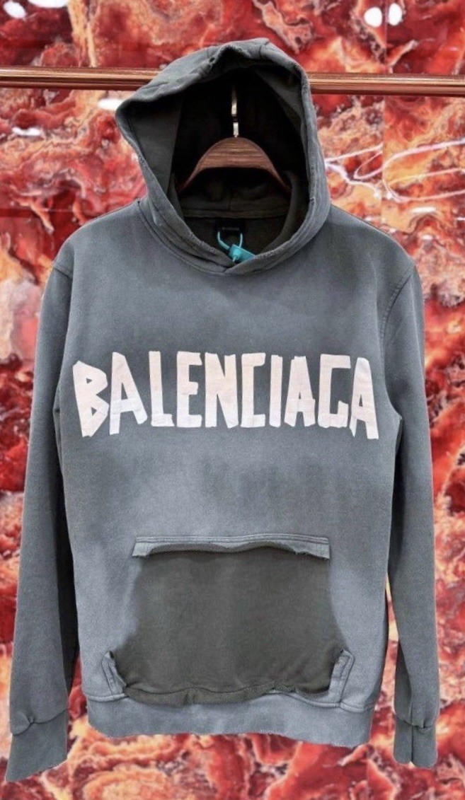BLCGA Grey Black Hoodie Luxury Streetwear Oversized For Men Size L