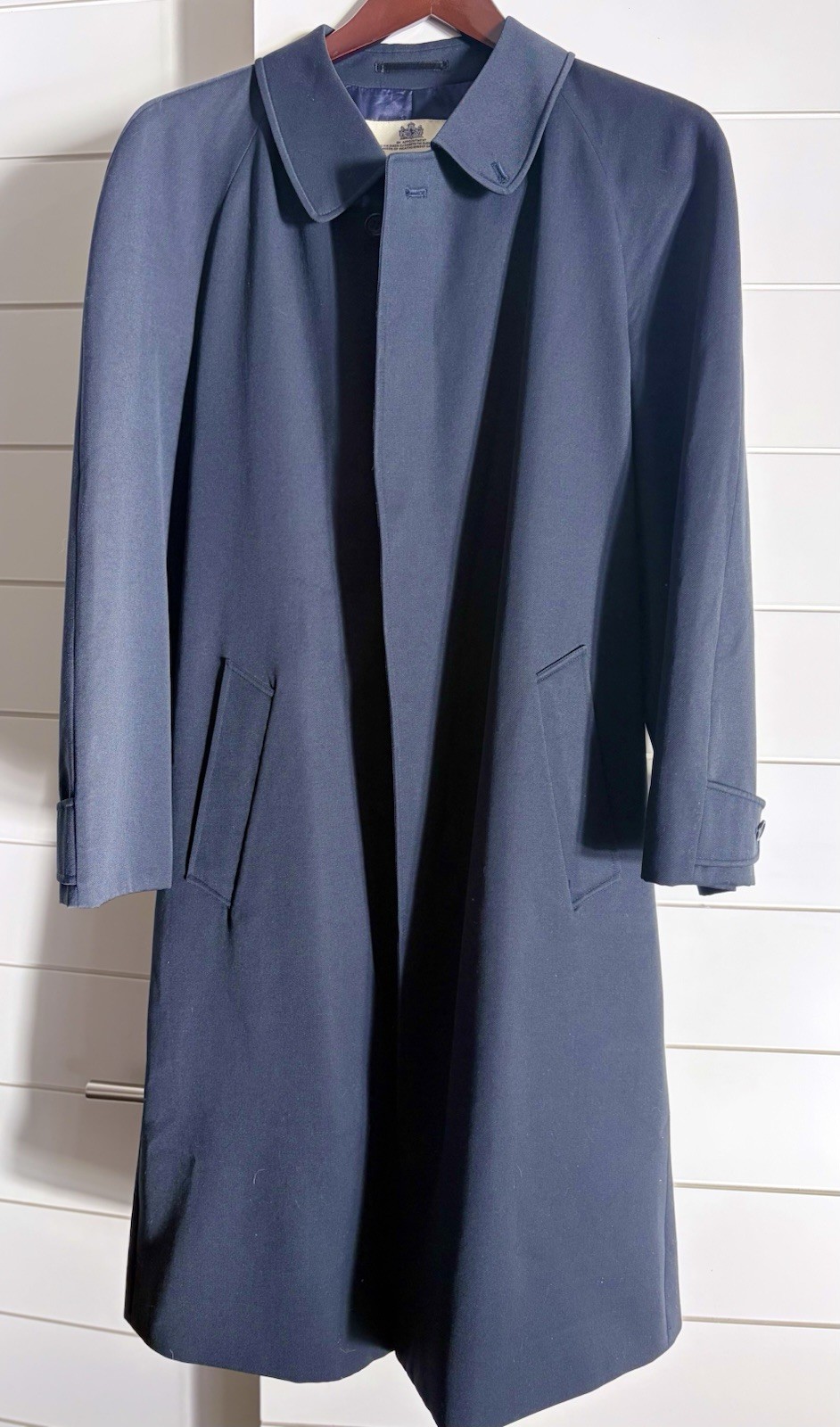 Aquascutum Men\'s Blue Wool Long Overcoat Size 38 39\
