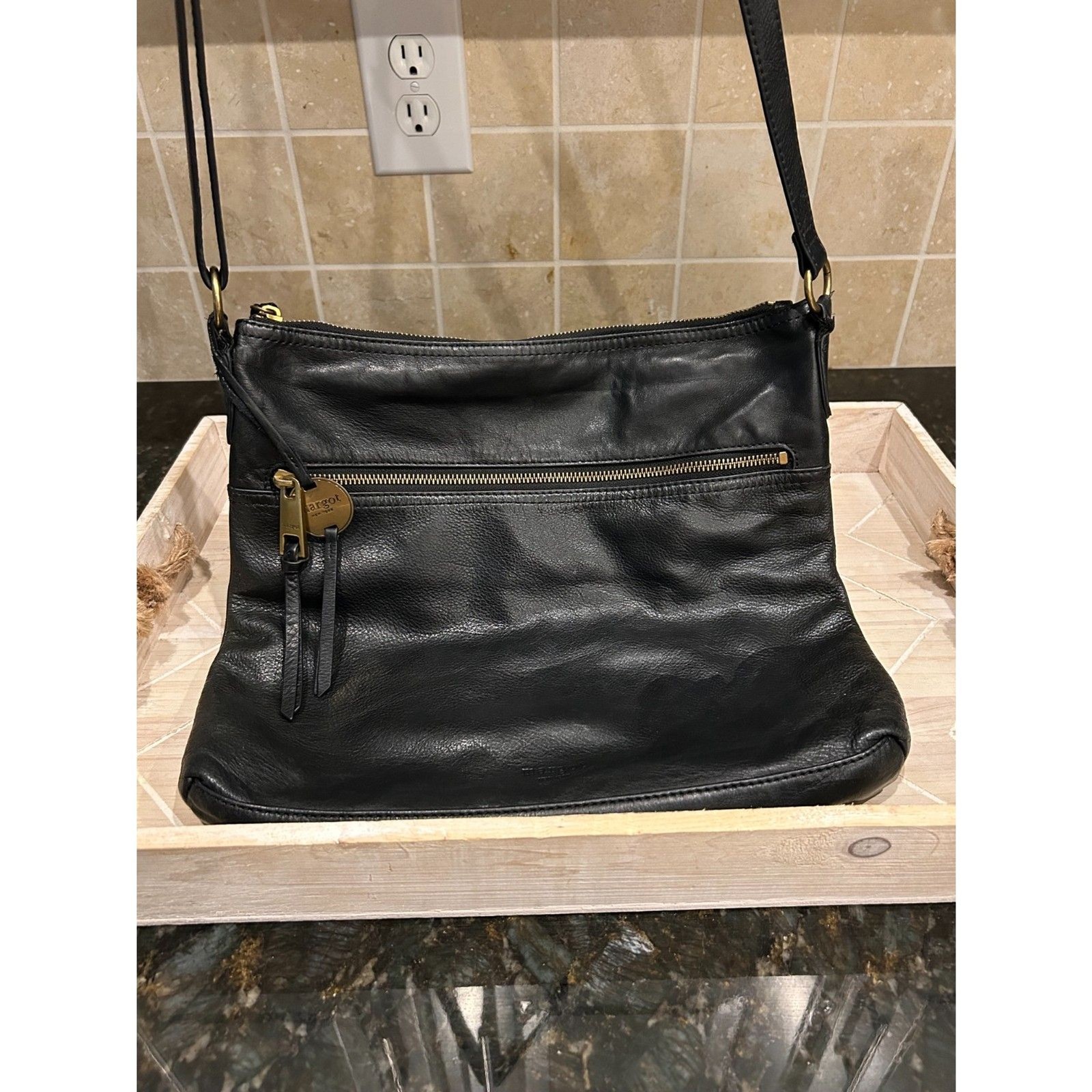 Margot New York Large Black Leather Slouchy Hobo Bag - Stained Interior