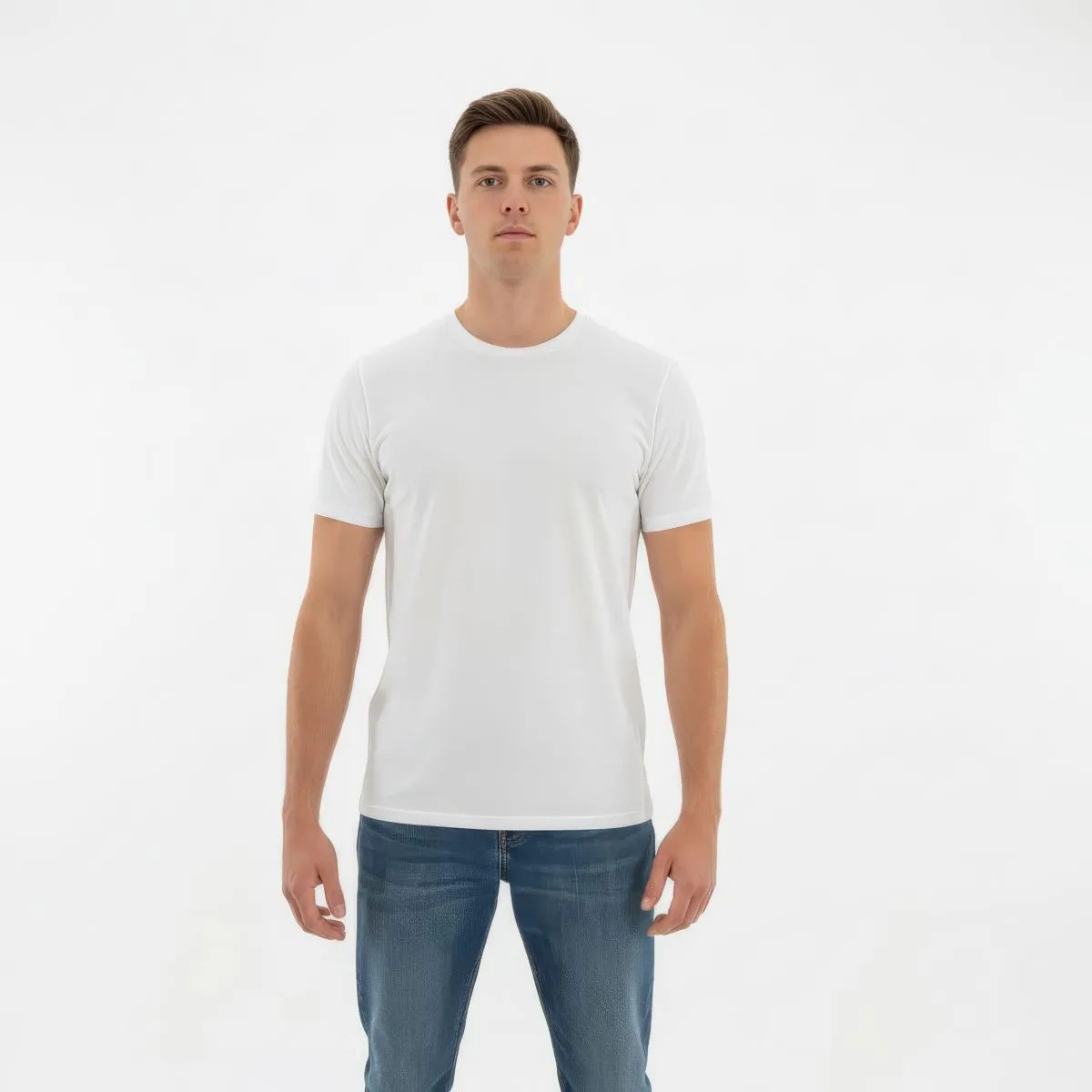 NWT Men's Bamboo Organic Cotton T-Shirt Crew Neck Moisture Wicking Tee White