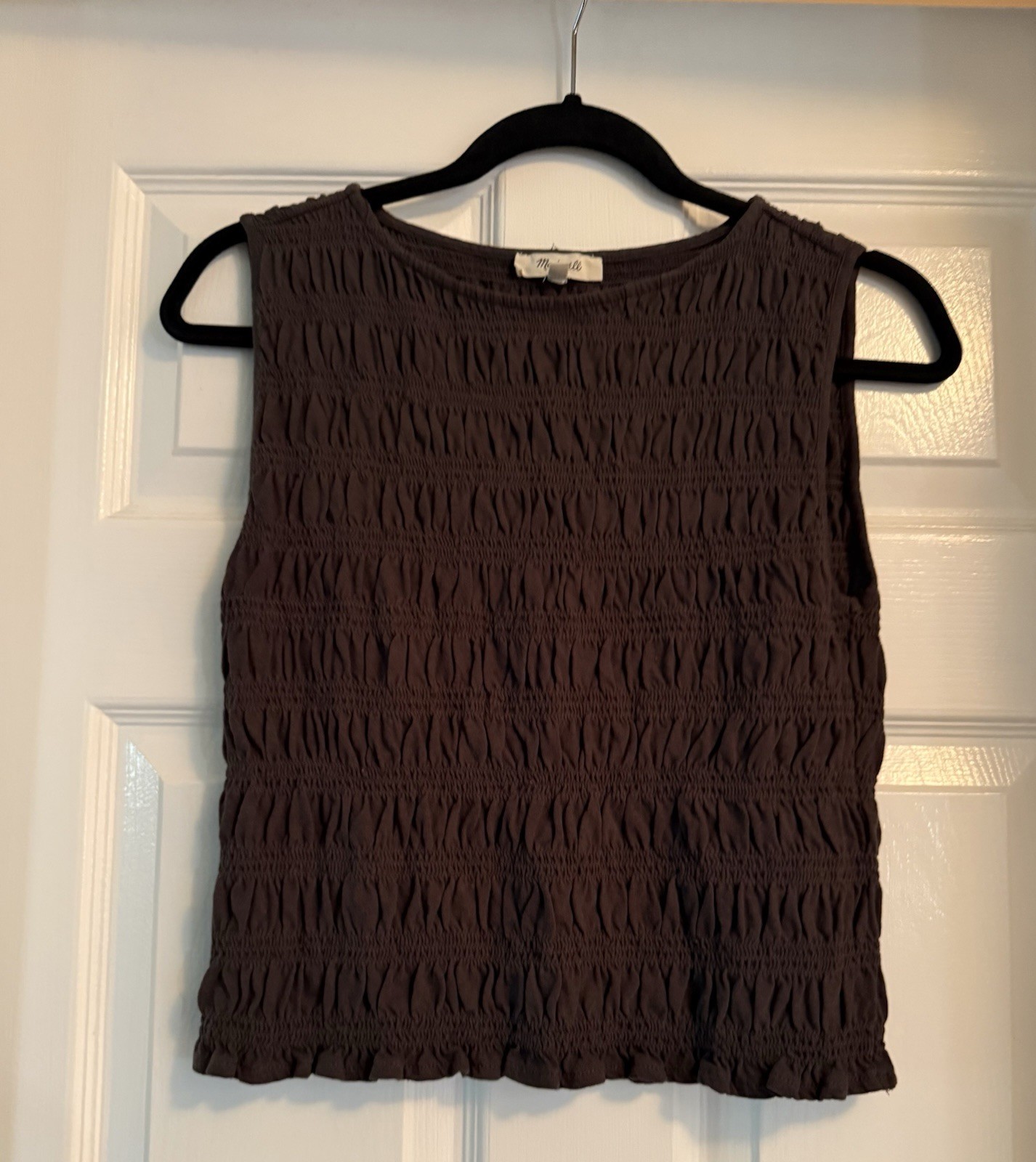MADEWELL Smocked Boatneck Tank Charcoal-Small 2/4
