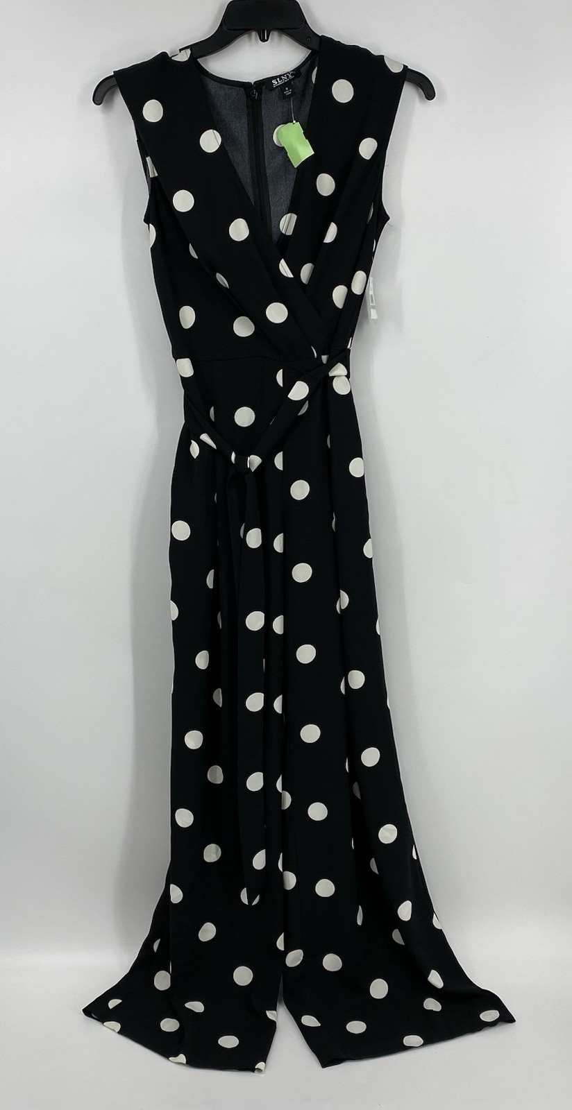 SLNY Black Polka Dot One Piece Jumpsuit Size 8 Sleeveless NWT