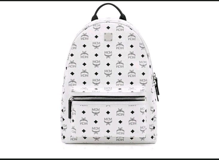 MCM Stark Backpack WHITE/BLACK - LARGE/FULL SIZE