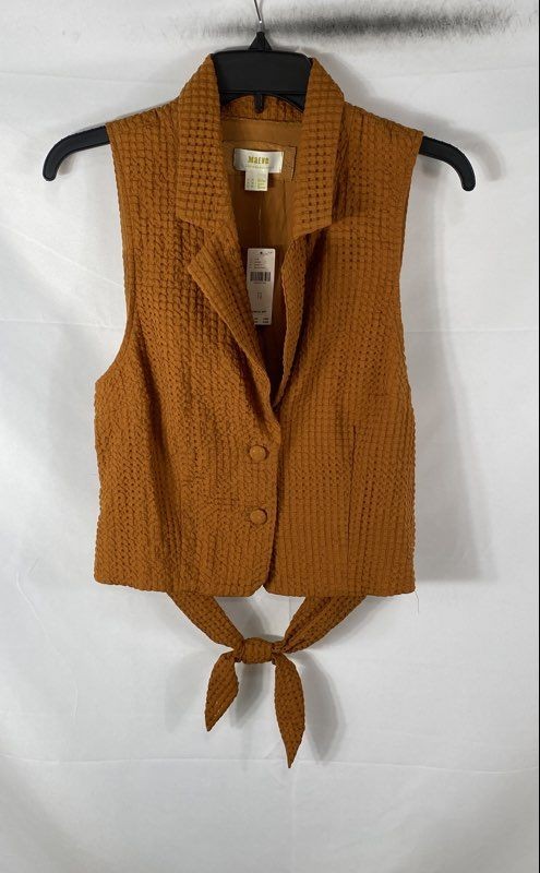 Maeve Women\'s Orange Maize Textured Vest Top Tie Back Cropped Sz 12 NWT