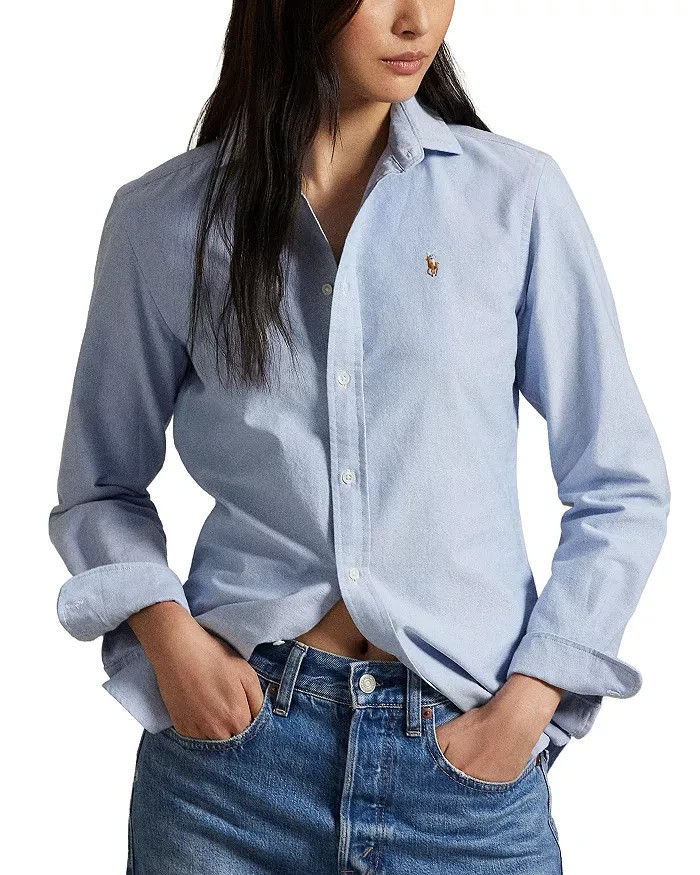 Polo Ralph Lauren Women\'s  Blue Small The Iconic Classic Fit Cotton Oxford Shirt