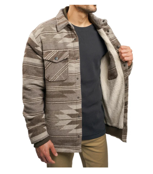 Jachs Men’s Sherpa Lined Wool Blend Shirt Jacket Heavyweight Brown Size L
