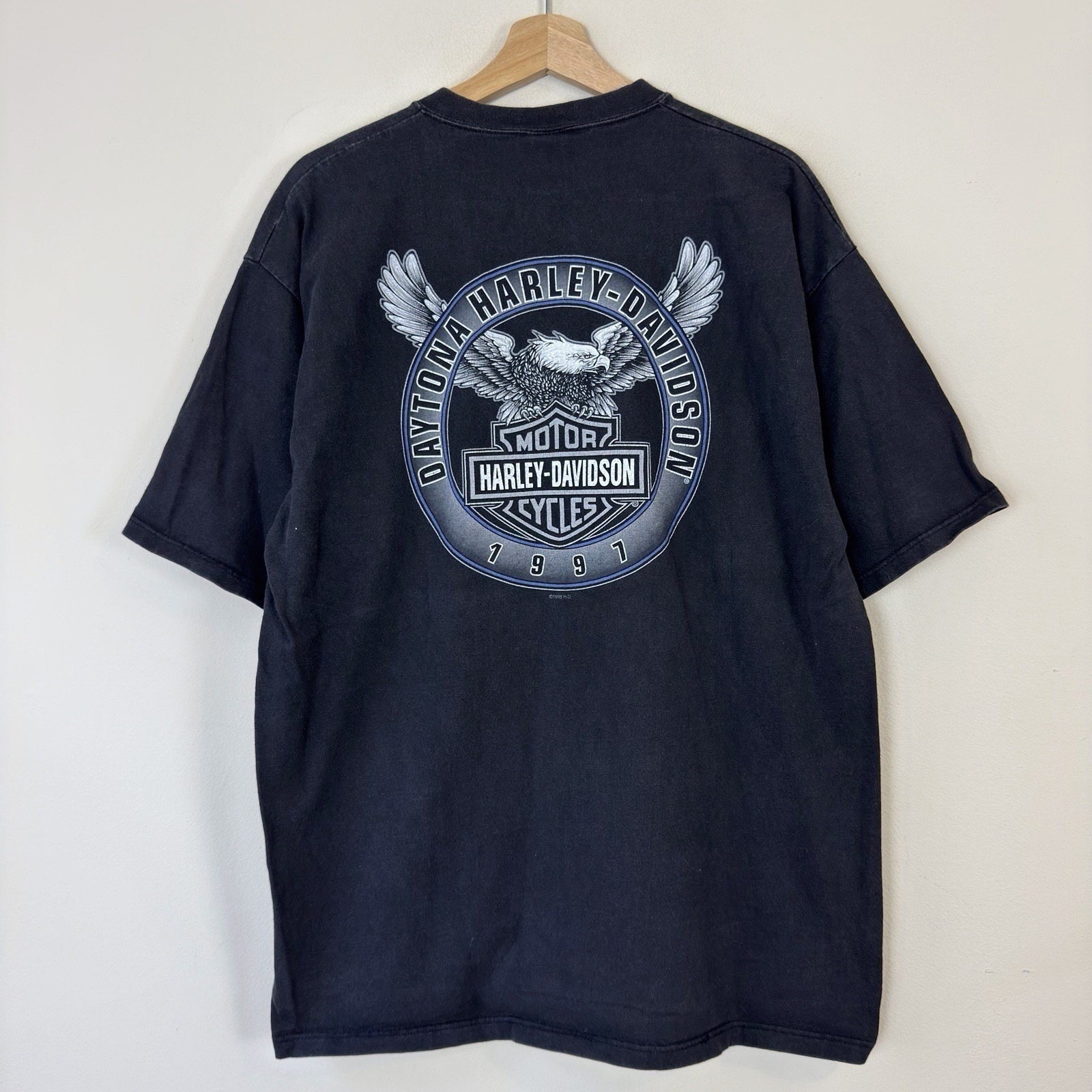 Vintage 90\'s Harley Davidson Daytona Eagle Animal Black Tee Shirt - Large