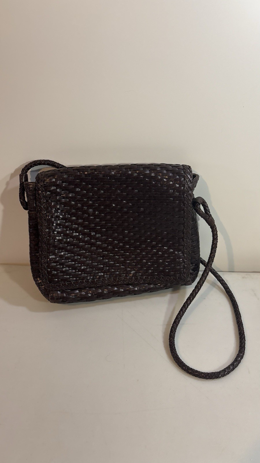 Vintage Talbots genuine leather woven crossbody bag