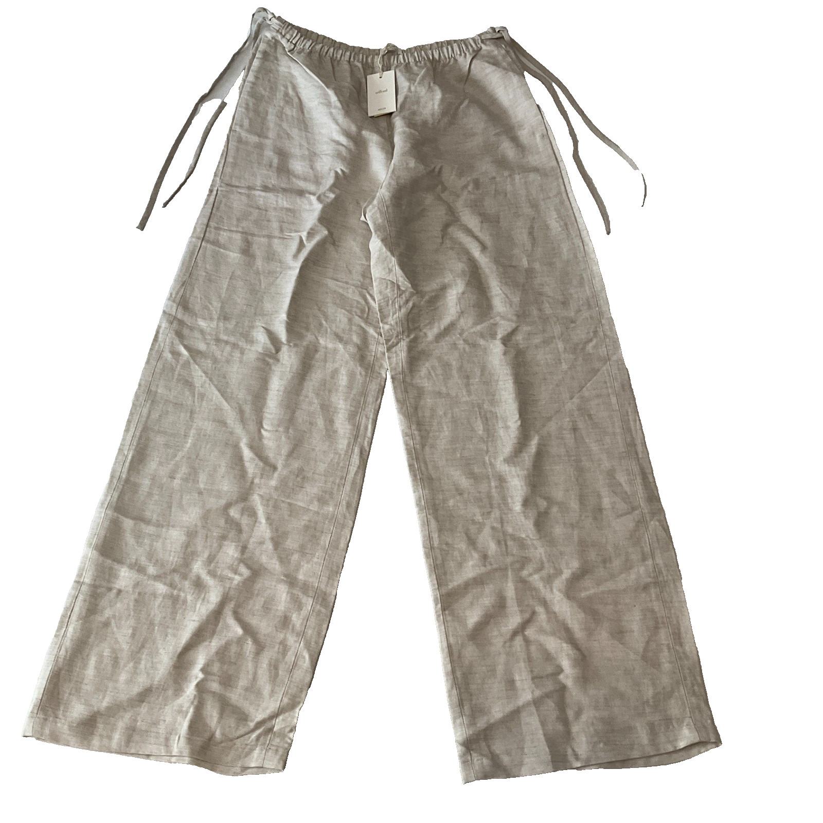 Aritzia Wilfred Linen Wide Leg Pants Womens Size S Brown Stretch Waist