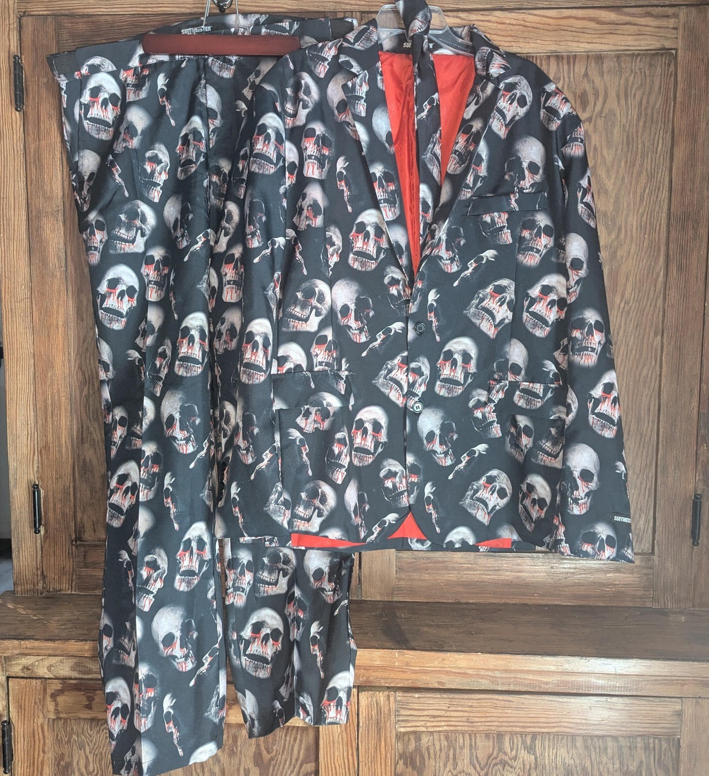 SUITMEISTER 3-Piece BLOODY SKULL Skeleton SUIT Halloween Costume SZ XL / 46 - 48