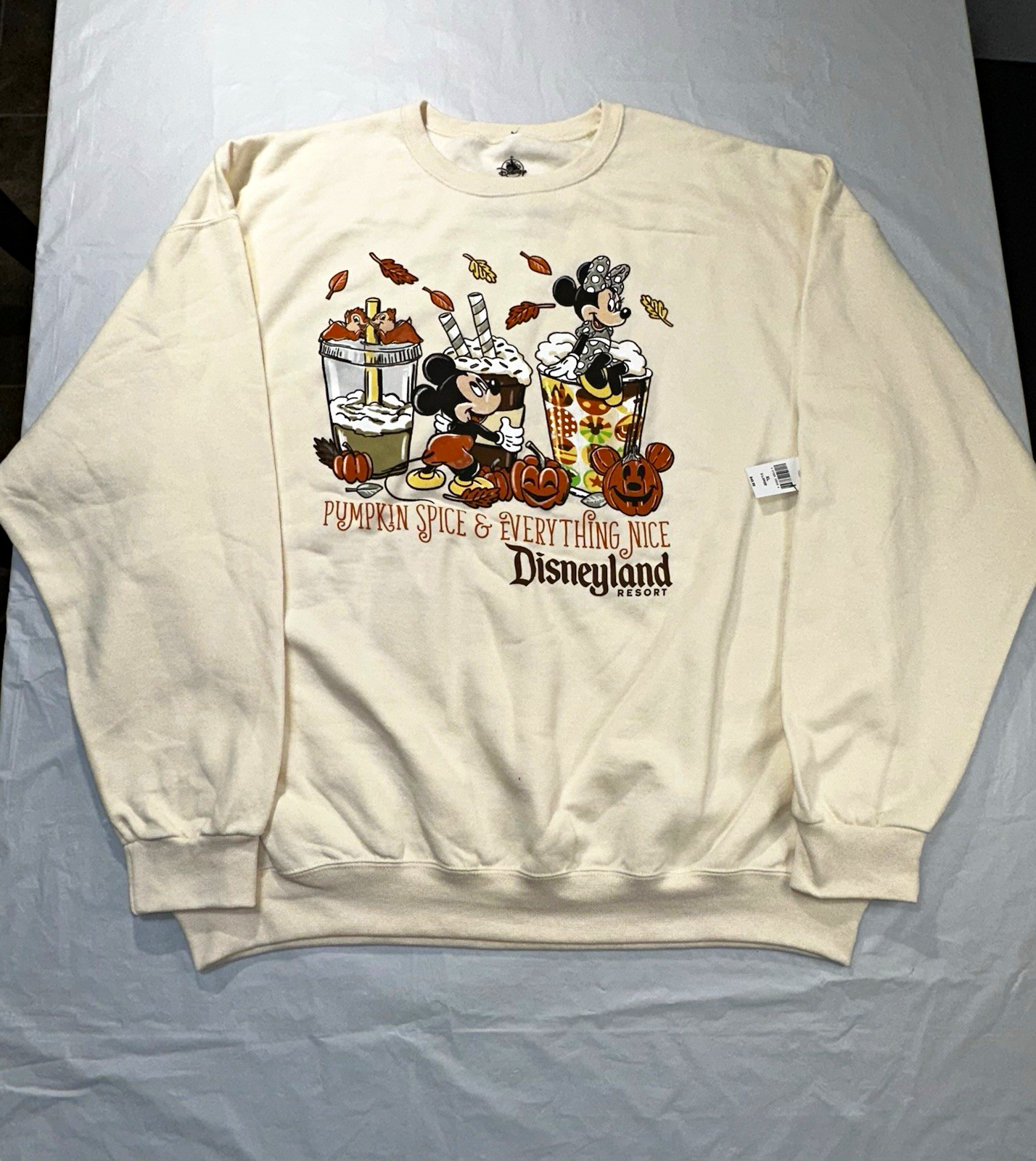 Disneyland Resort Pumpkin Spice & Everything Nice Mickey Minnie Crewneck XL