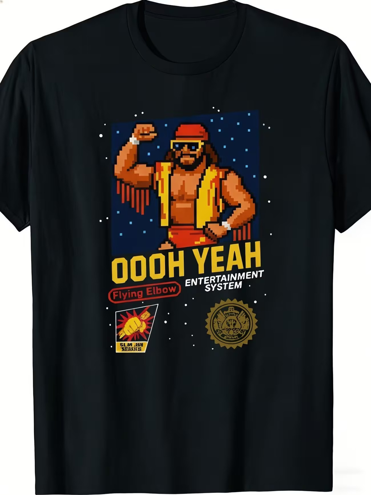 Men'S Retro 8-Bit Wrestling Game Tee Featuring Ooh Yea Macho Logo & Randy'S Wres