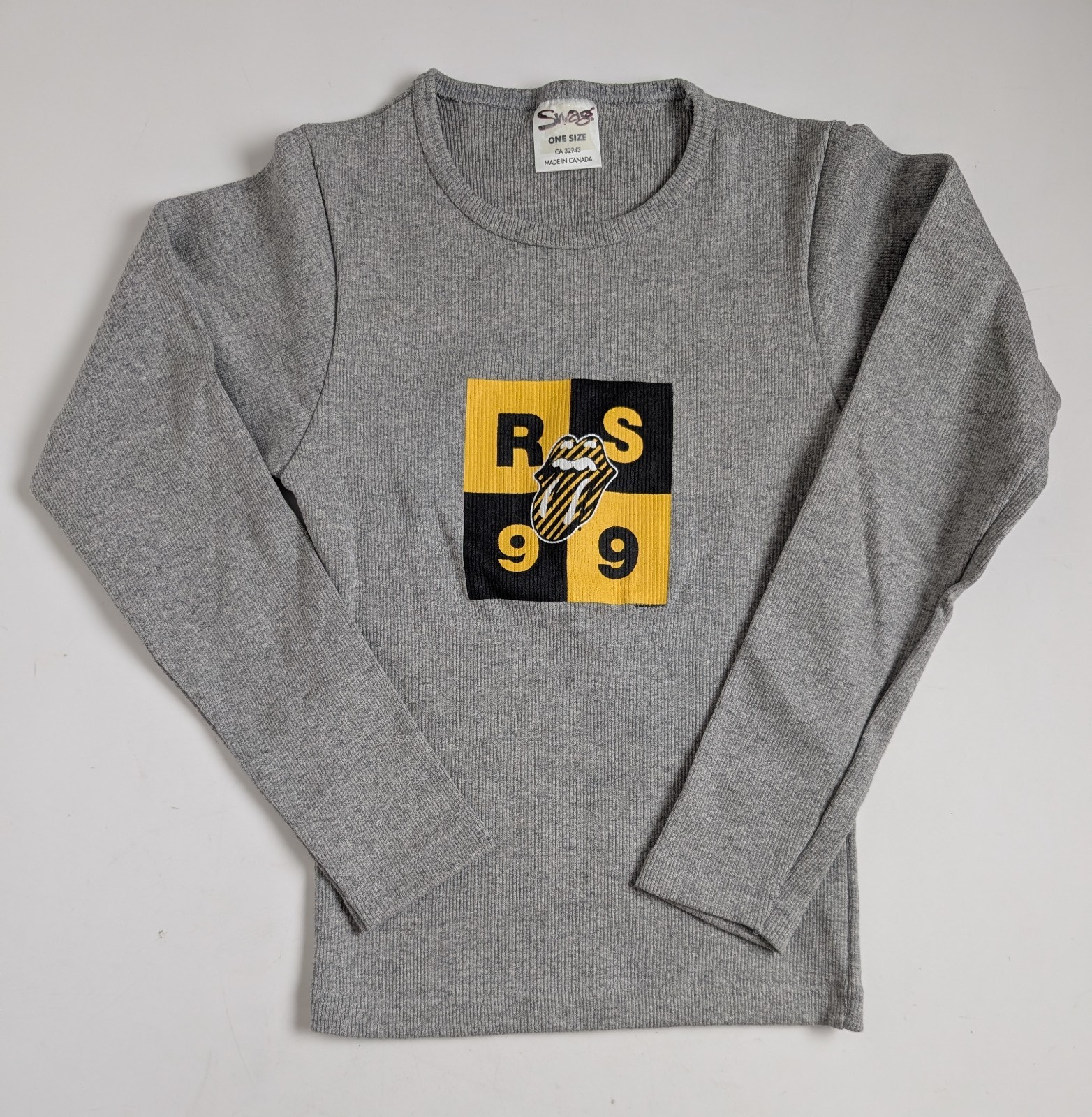 Vintage Rolling Stones RS 99 No Security Ribbed Long Sleeve Shirt Gray Canada