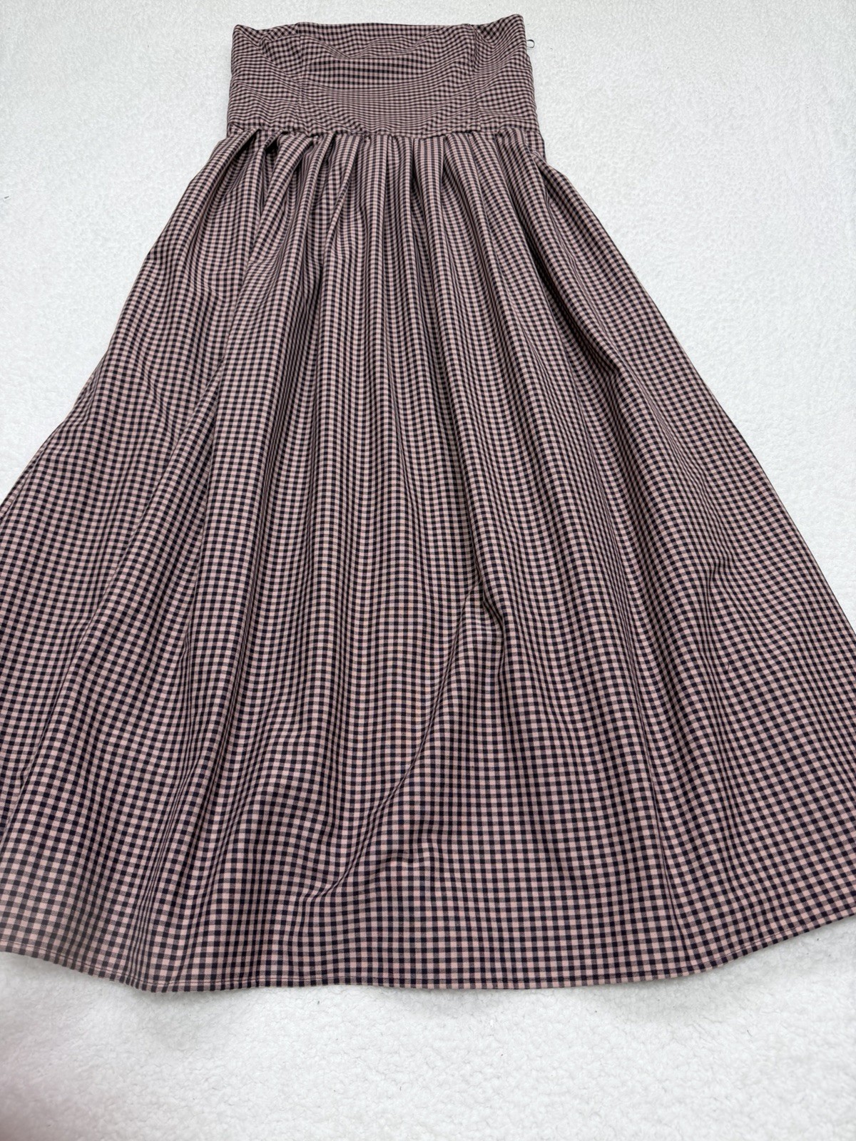 Zara Midi Dress Pink Check Strapless Preppy Boho Vacay Minimalist Sz Medium NWT