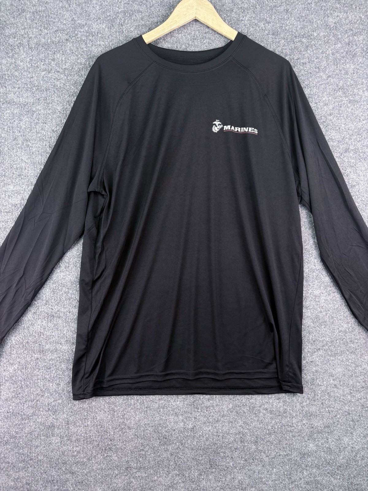 USMC Marines Long Sleeve T-Shirt Men\'s XL Black Moisture Wicking EGA Semper Fi
