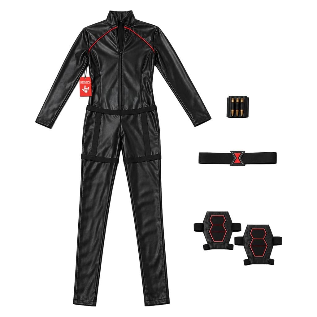 Sexy Women`s Black Widow Costume Assassin Spy Superhero Bodysuit Halloween XS-XL