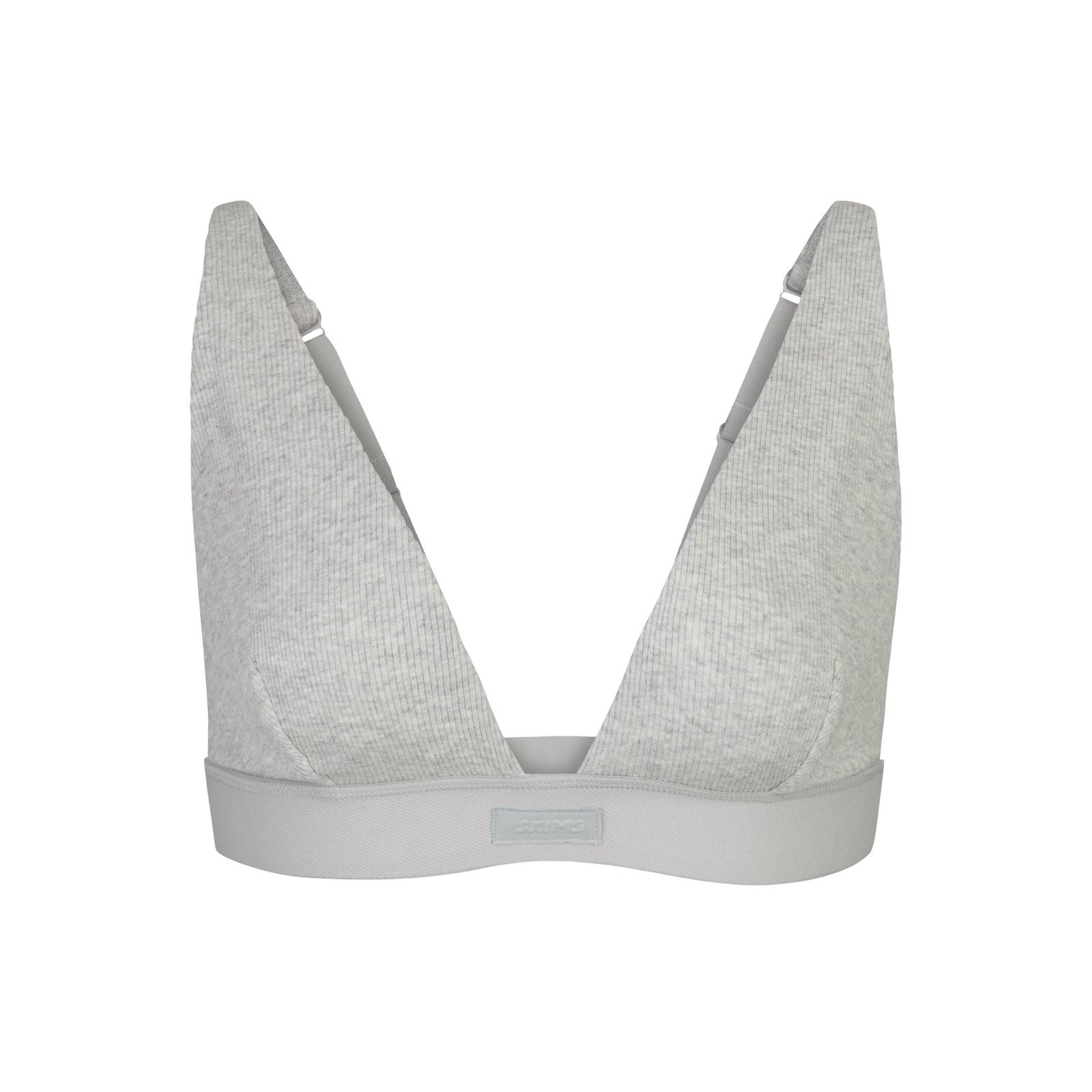 Skims Cotton Ribbed Plunge Bralette - NWT - Light Heather Gray - Medium