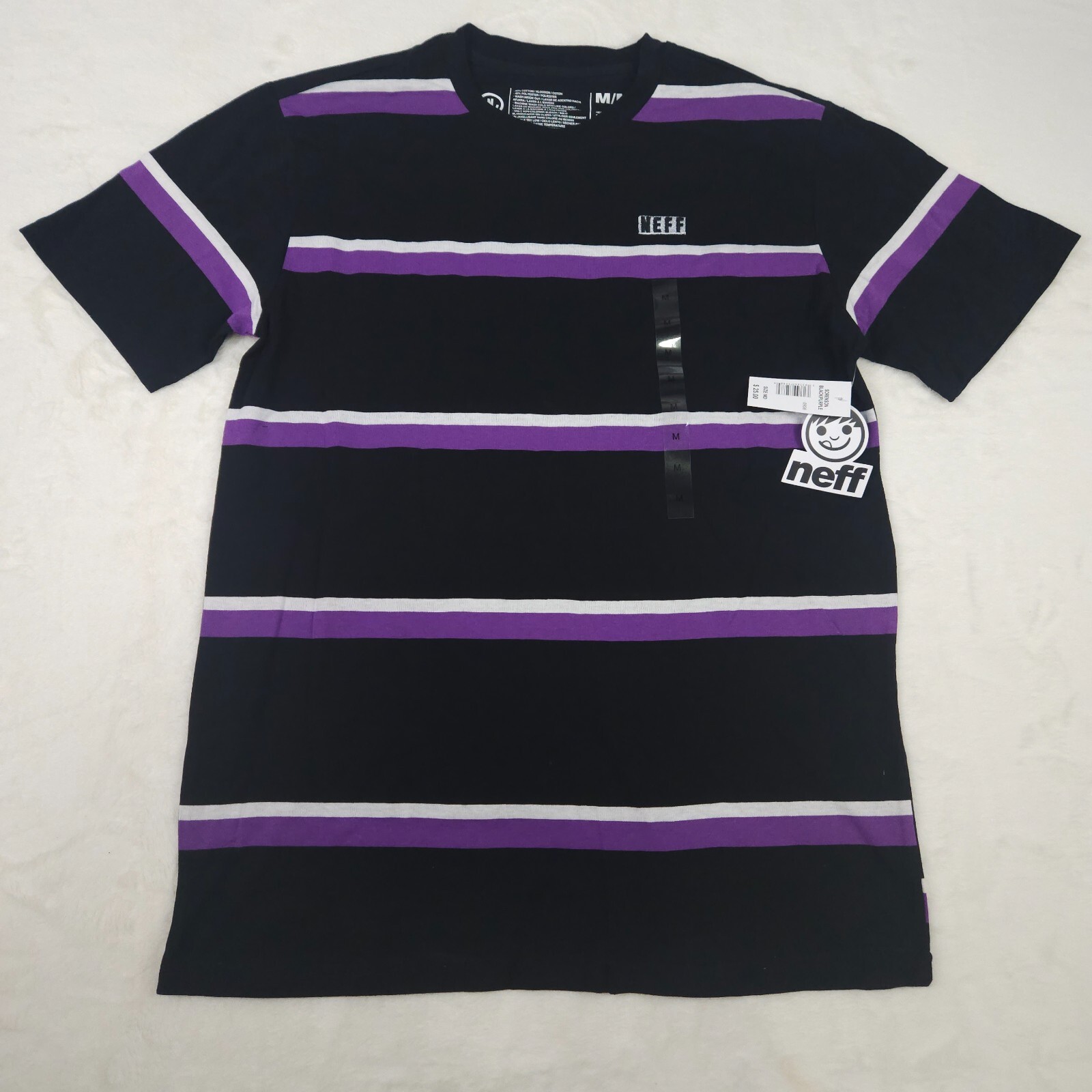 Neff Sorenson Black Purple Striped Short Sleeve T-Shirt Men\'s Size S, M, L, XL