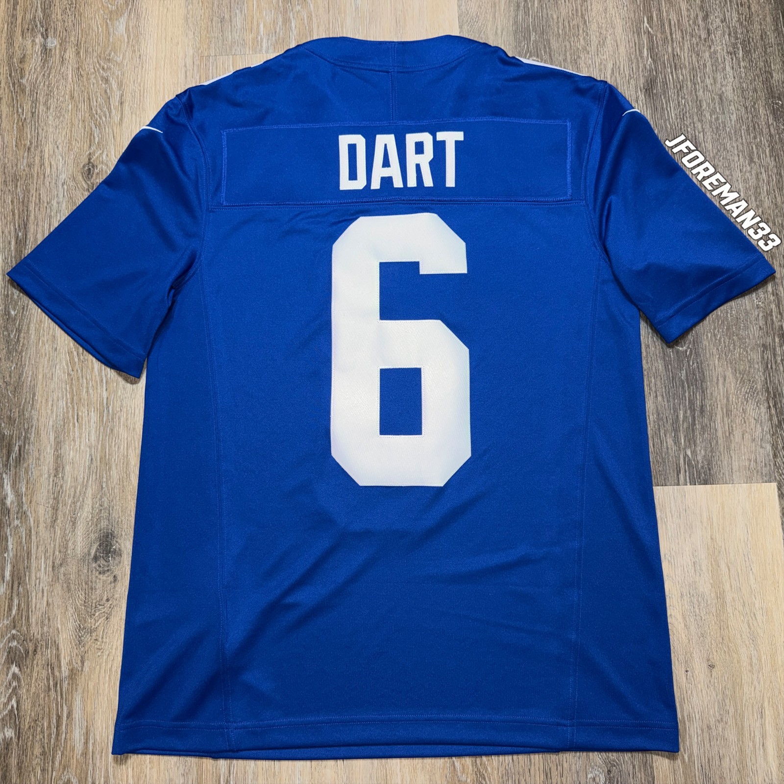 Nike Jaxson Dart New York Giants Authentic Limited Jersey Stitched Home Blue