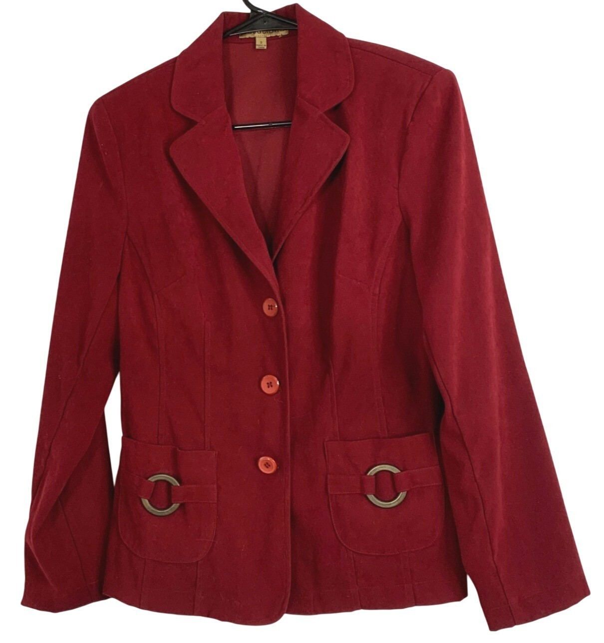VTG Notations Burgundy Velour Boho Blazer Jacket Small  RAA10435 Womens
