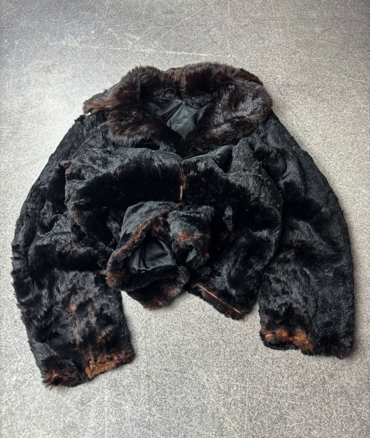 Vintage Real Fur Cropped Jacket Plush Shaggy Luxury 80-90s Y2K Avant Garde