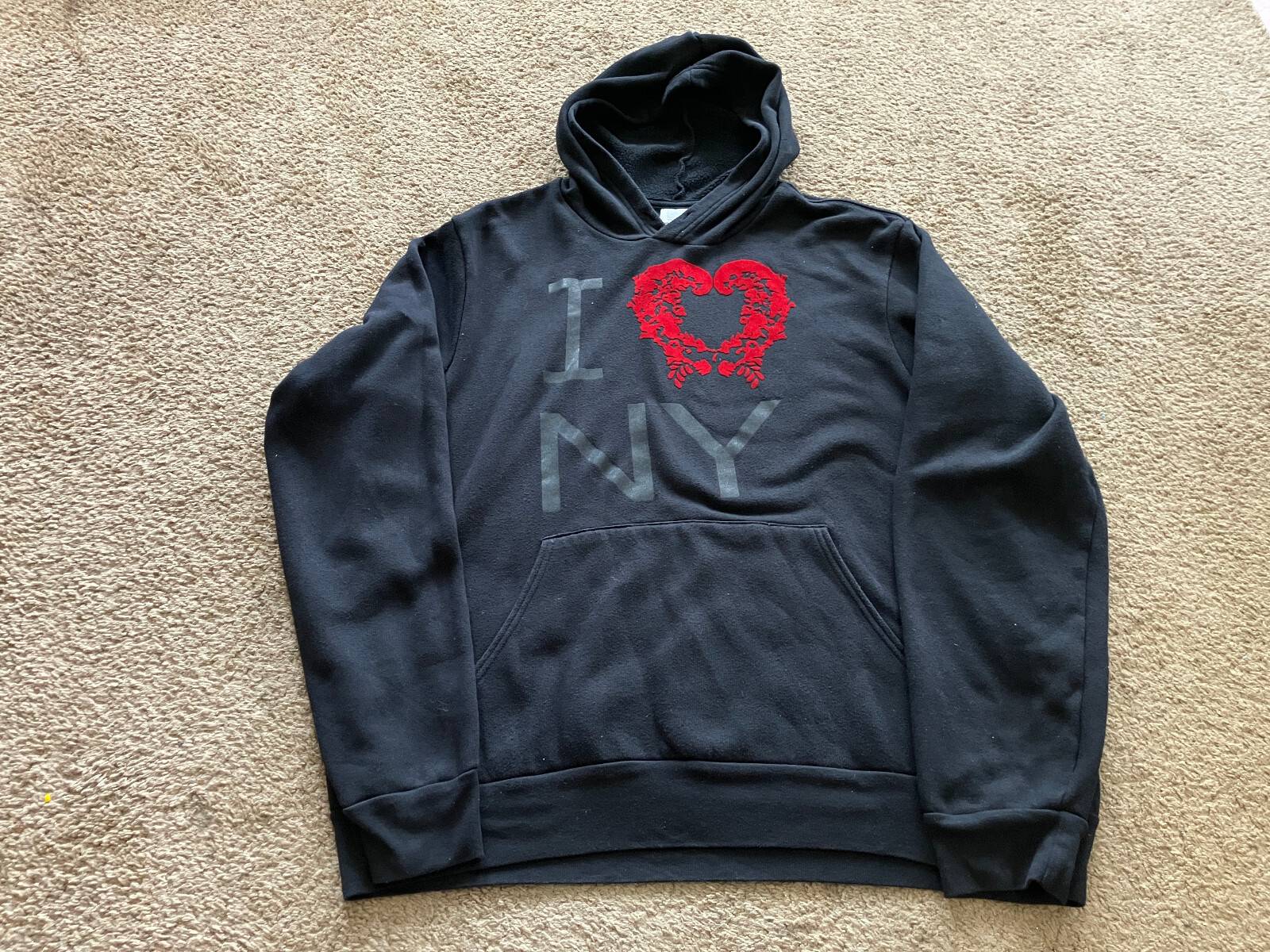 Rosie Assoulin New York Hoodie Size Large Black Pullover Heart Logo