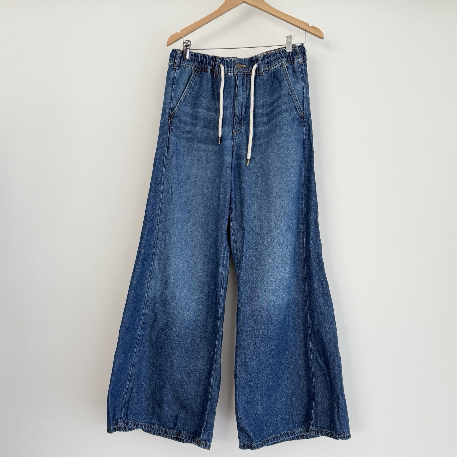 Anthropologie Pilcro Jeans Womens Medium Wide Leg Drawstring Coastal Adi Casual