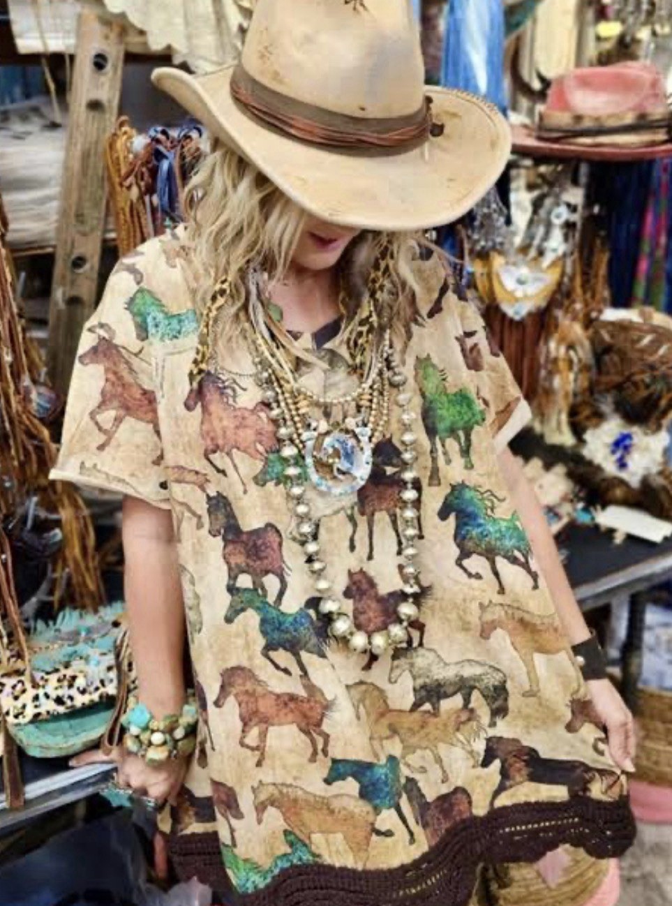 A Rare Bird Spirit Horses Tunic Top OS