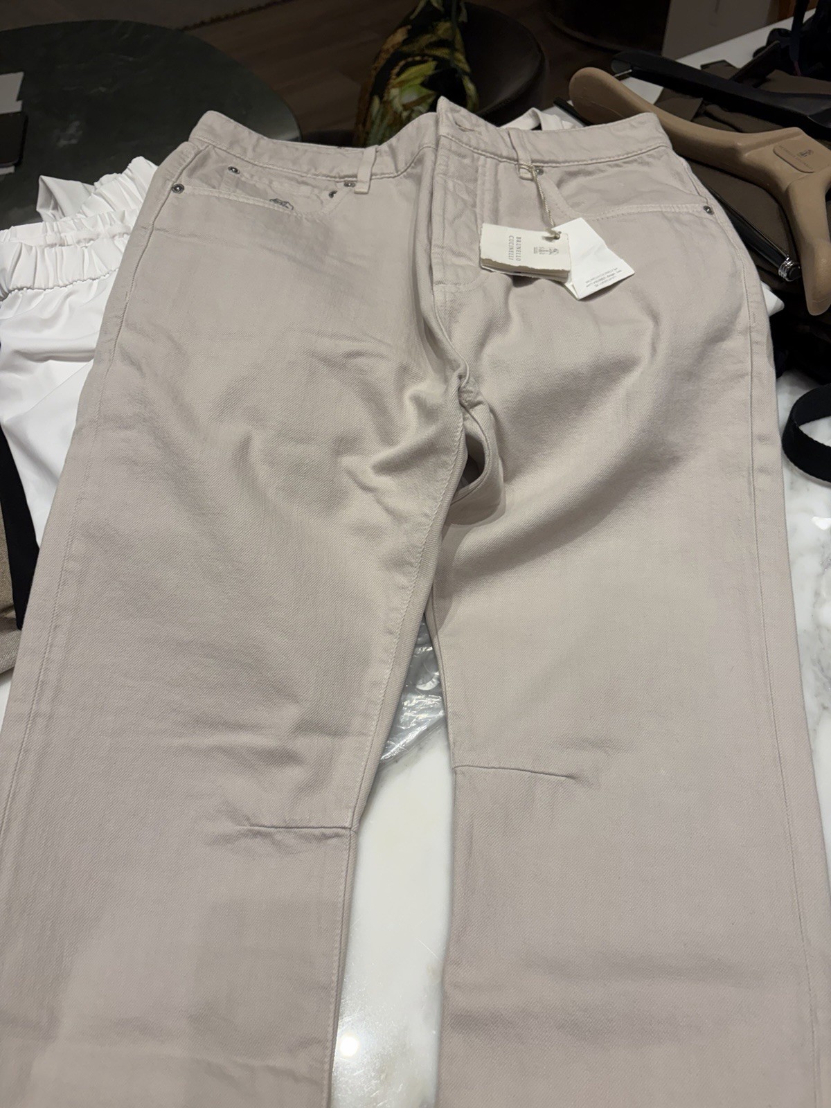 Brunello Cucinelli NWT 5 Pocket Denim Jeans Sz46 (US 30) in Beige Leisure Fit**