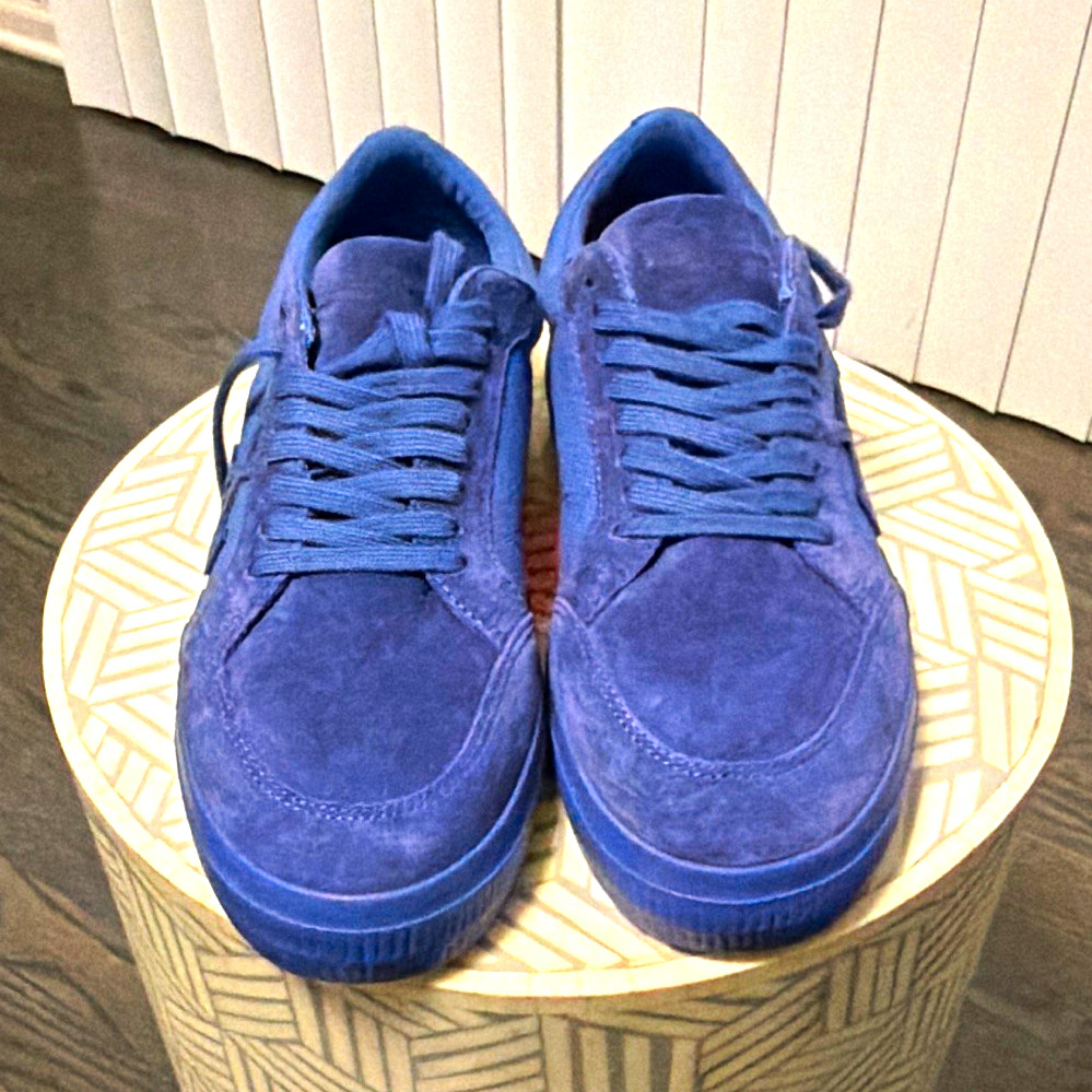 Off-White Blue Suede Low Top Sneakers Lace Up Logo Men\'s US 9 EU 42