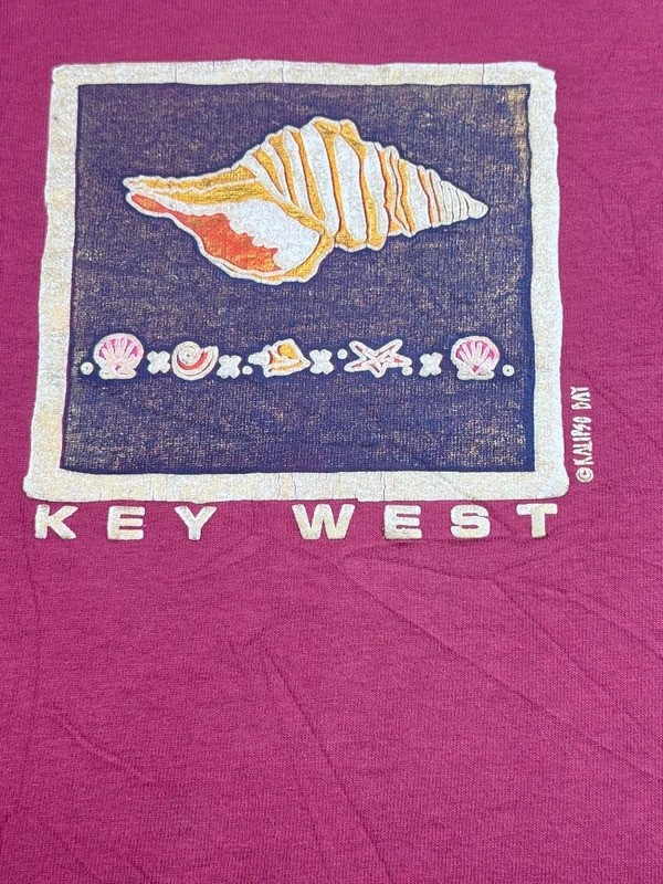 Vintage Key West Florida Conch Shell Graphic T-Shirt Size Large 1612