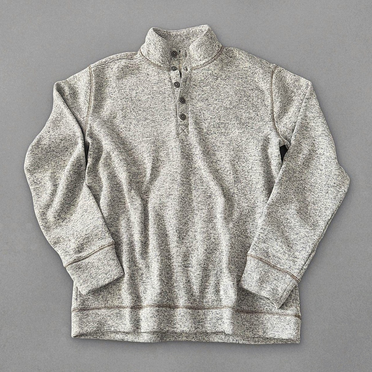 Weatherproof Vintage Gray Fleece Mock Neck Button Pullover Men\'s M