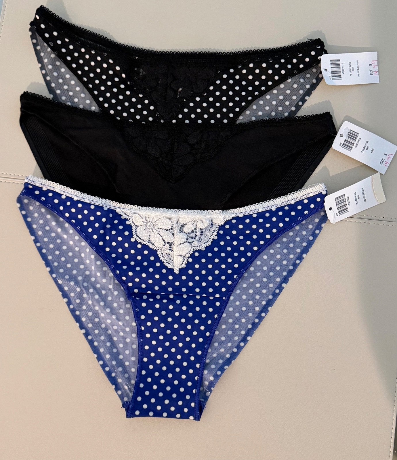 Soma Vanishing Edge Bikini Panties  - Small  - 3 pair (Blue and Black)