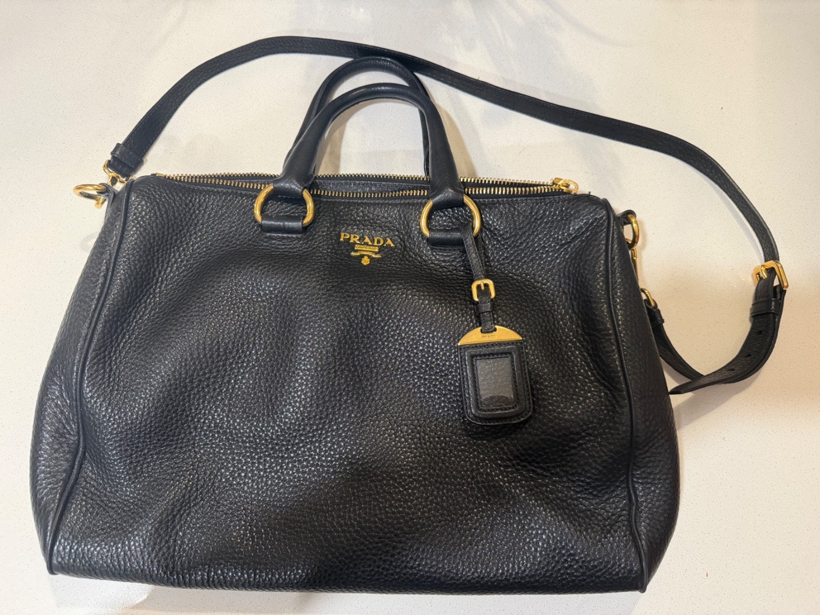 Convertible Boston Bag Vitello Daino Medium - Black - Great Condition