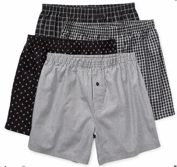 Stafford 4-Pack Men\'s 100% Cotton Woven Boxers Black Plaid Assorted