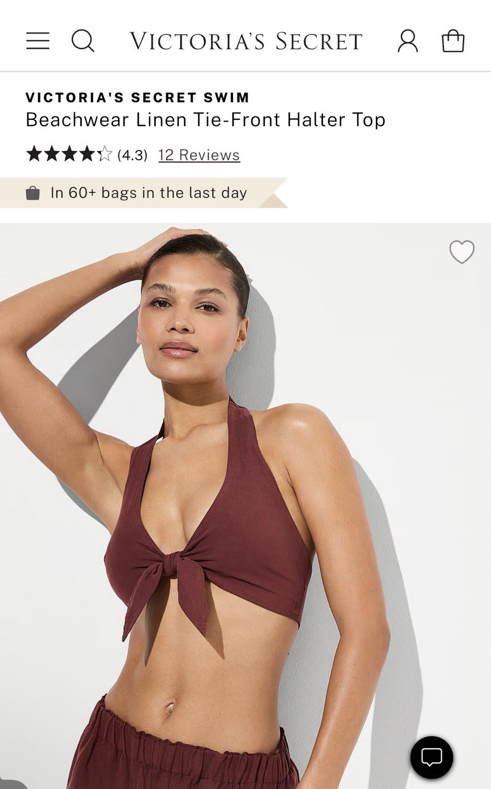 Victoria\'s Secret Burgundy 2pc Halter Tie Top & Elastic Waist Pants Set XL