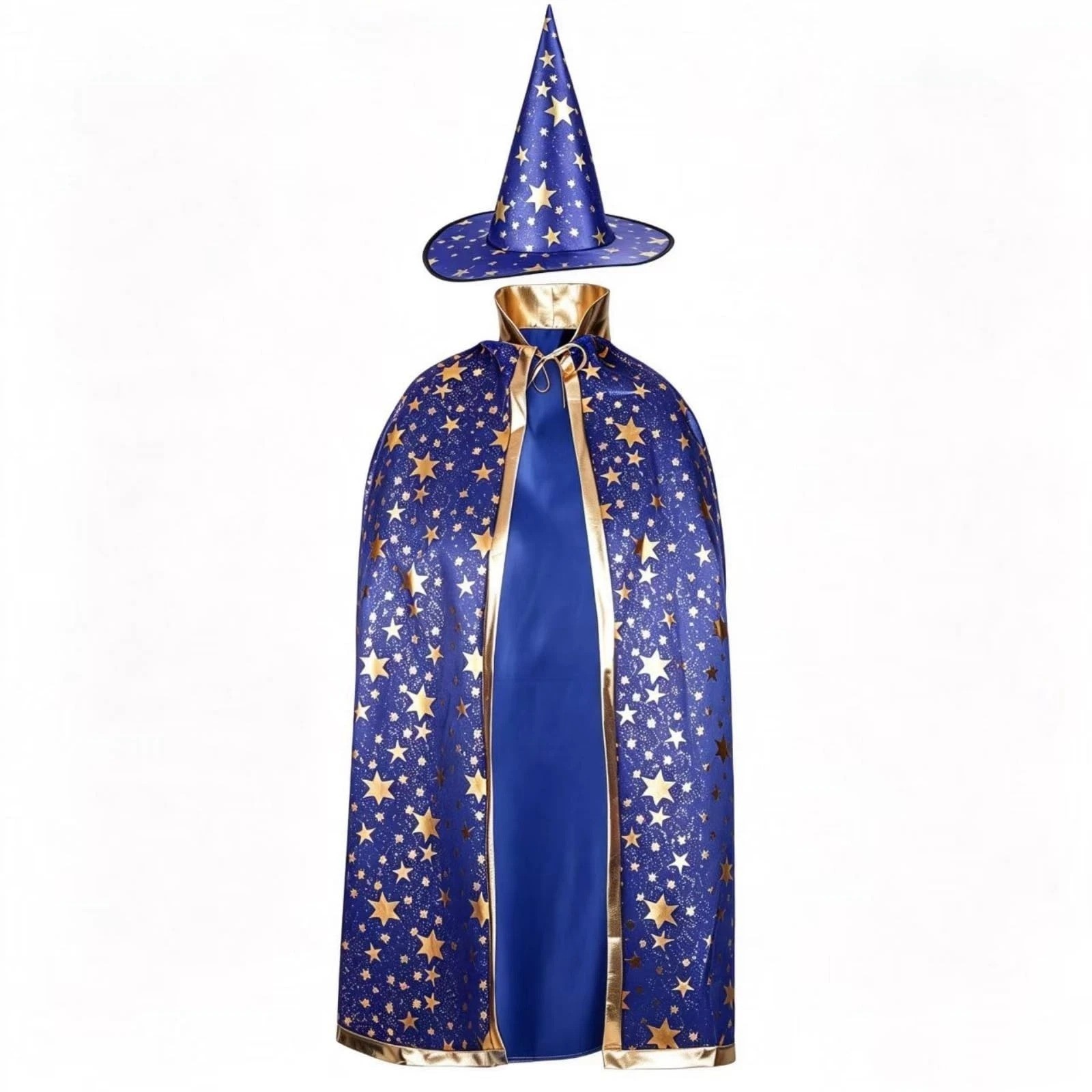2Pcs Adult Wizard Costume Set, Wizard Cape and Witch Hat Halloween Cloak