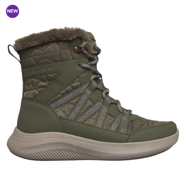 FLASH SALE Skechers Women\'s Ultra Flex 4.0 Slip-On Boot Olive Medium Width AUTH