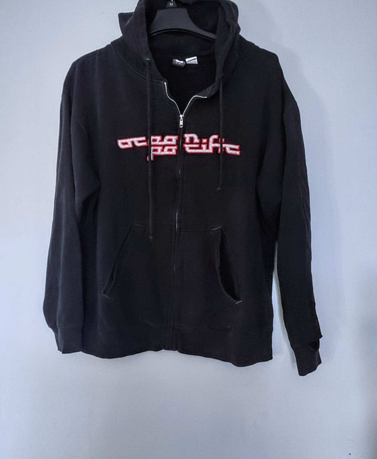 Vtg Ocean Pacific OP Skater Thrashed Hoodie Hooded Zip Sweatshirt Grunge Surf L