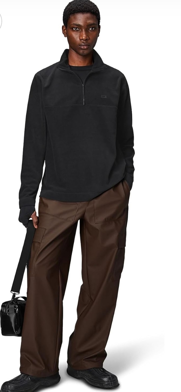 RAINS Unisex Addis Fleece Half-Zip Pullover in Black XL Brand New